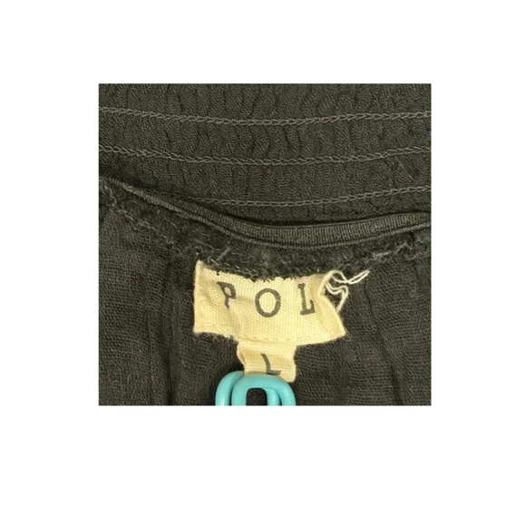 POL Black Midi Skirt with Beige Floral Embroidery - Size L (EUC) - Picture 5 of 6